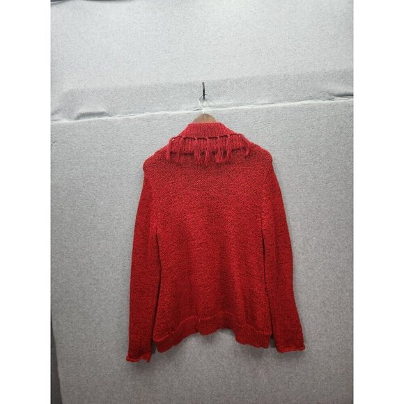 Chicos Red Fringe Open Front Cardigan Sweater Size 1 - Picture 4 of 4